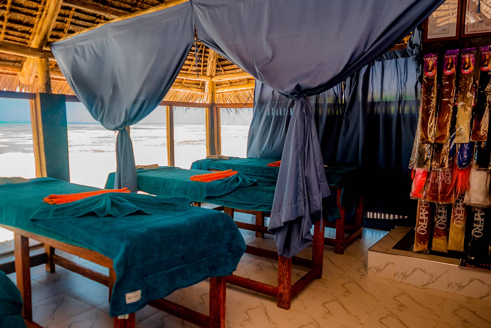 Spa treatment area with ocean views at MSANGI SPA & BEAUTY, Jambiani
