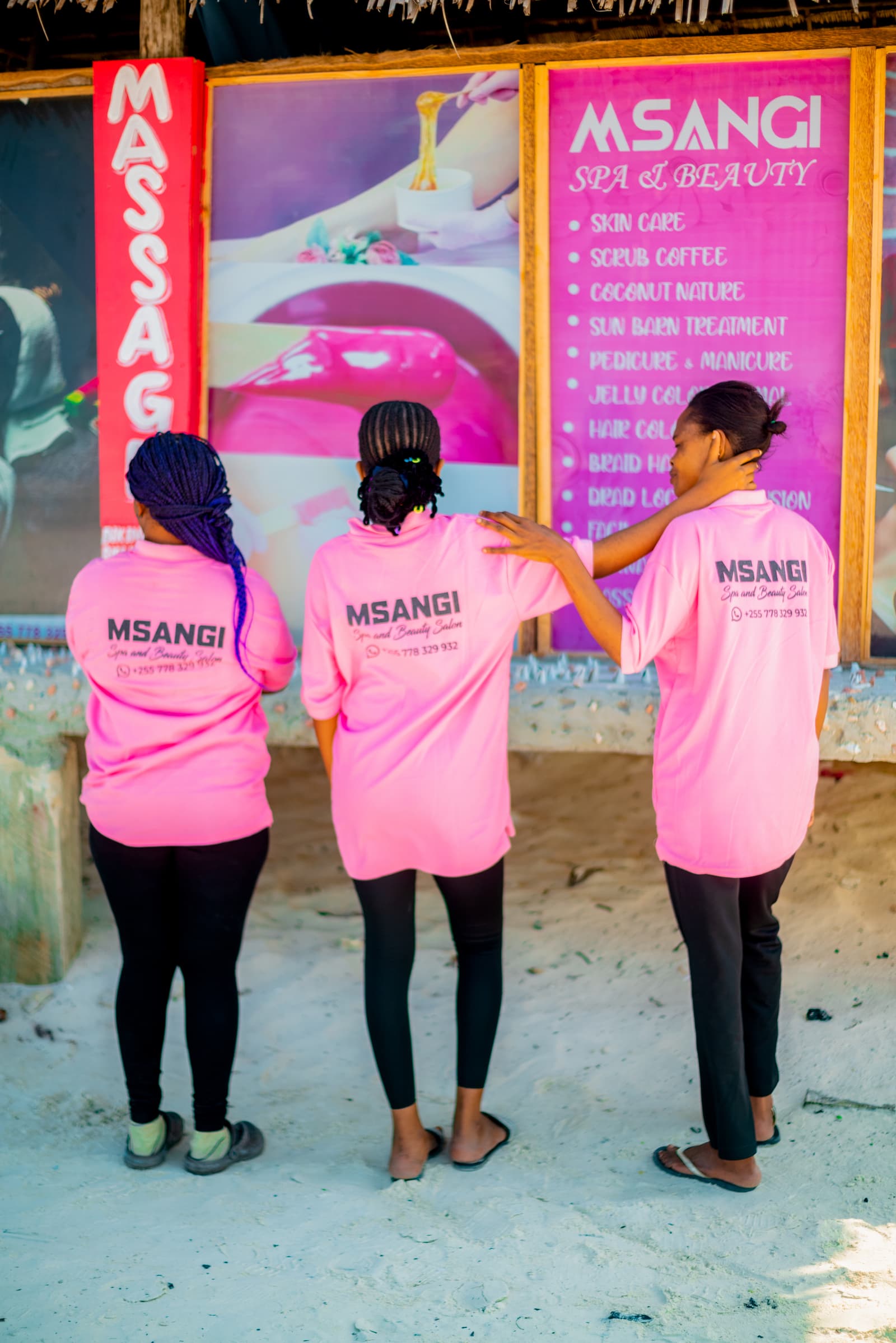 MSANGI SPA & BEAUTY team at the salon in Jambiani, Zanzibar